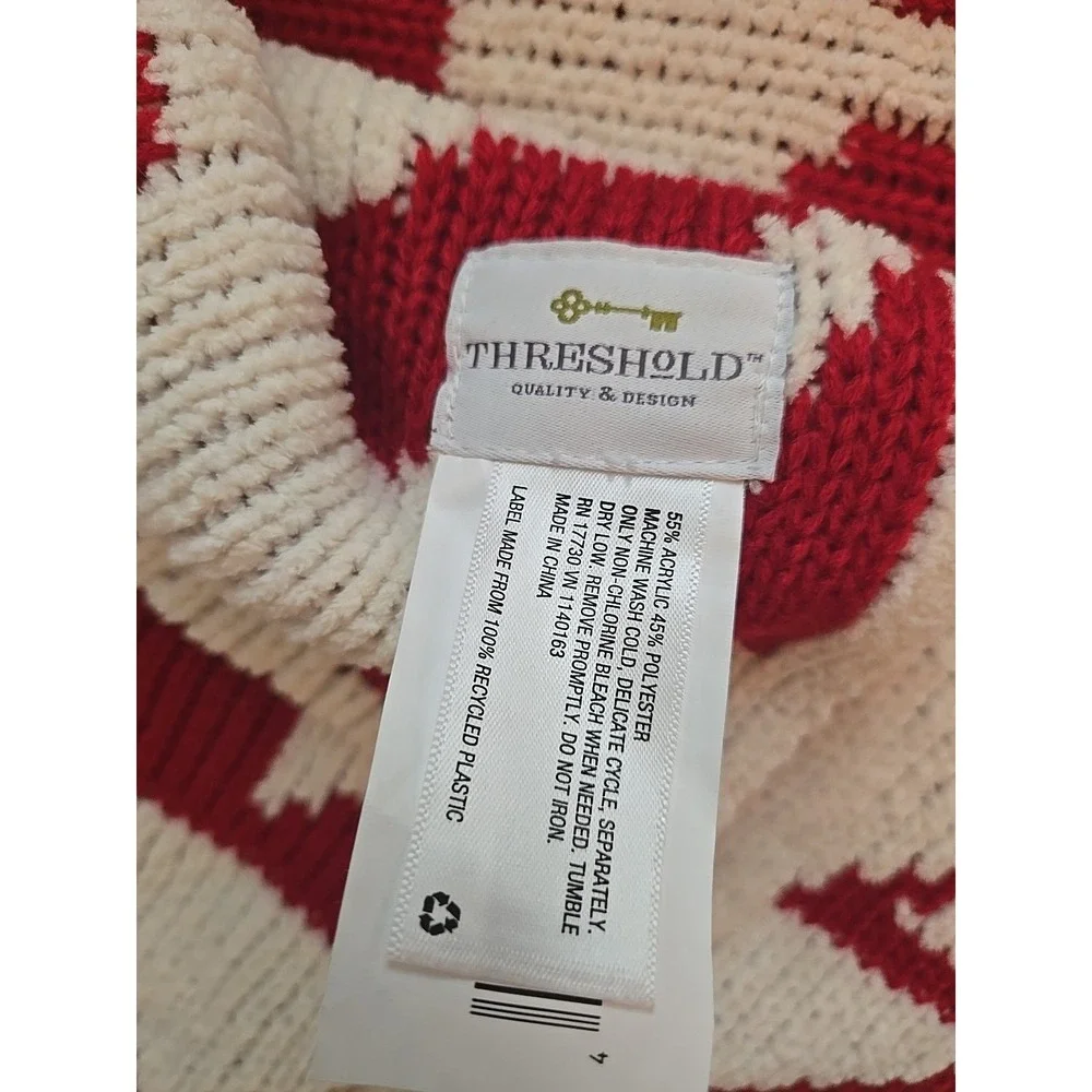 Woven Throw Blanket Christmas White Red Snowflakes Soft Winter THRESHOLD‎ 50x60